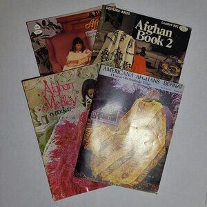 Afghan pattern books knitting crochet blanket Leisure Arts Bernat Patons crafts